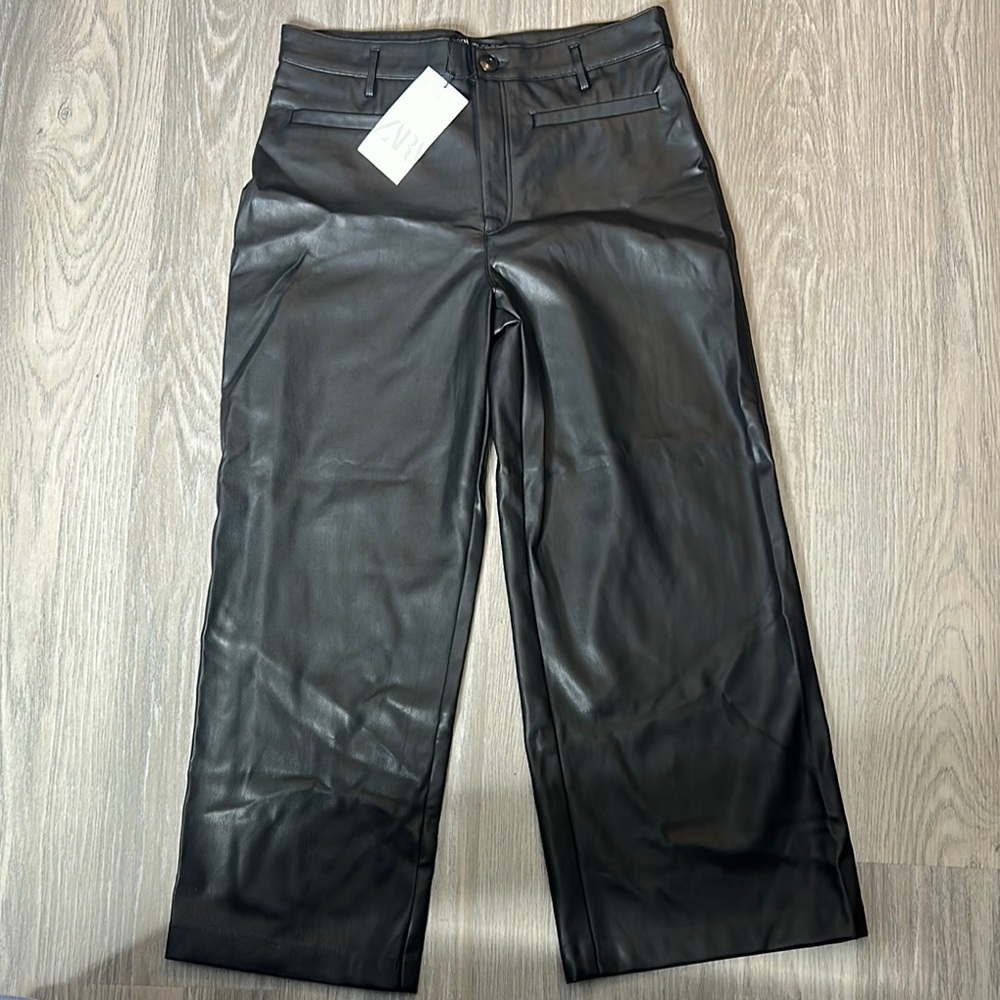 Zara Black High-Rise Wide-Leg Trousers